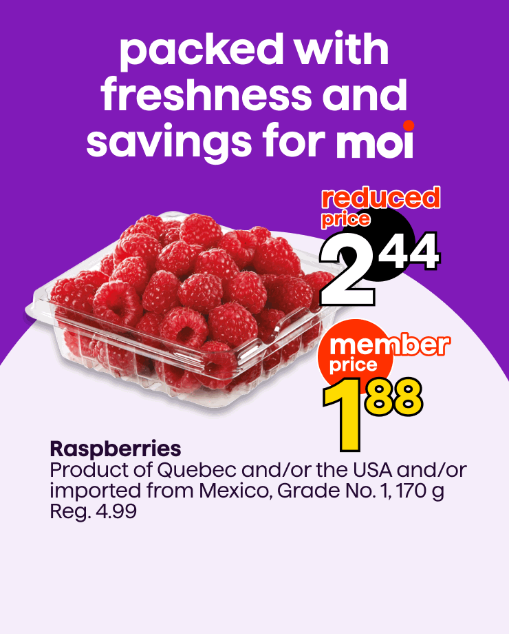 Enjoy member prices on Raspberries, Gen V lettuce duo and Bartlett pears.