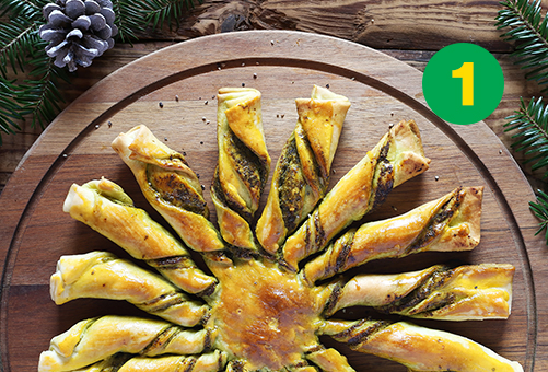 Christmas tip #1: Pesto pastry sun
