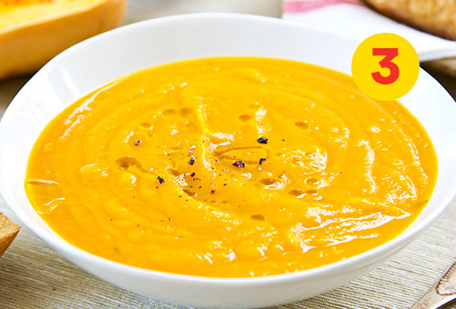 Idée 3: Potage &agrave; la courge et aux pommes