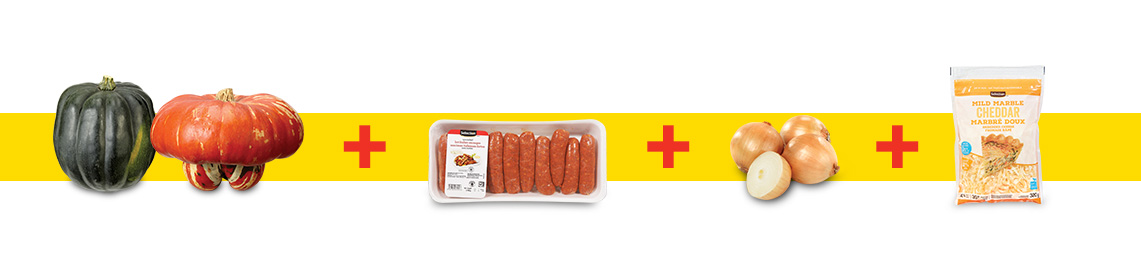 Courge farcie au fromage et &agrave; la saucisse