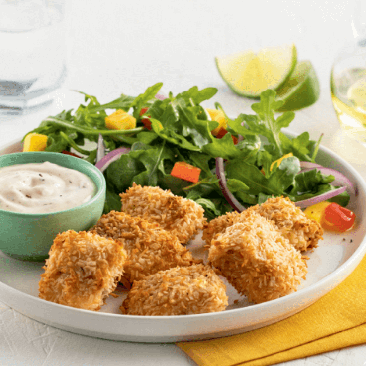 crispy coconut salmon bites