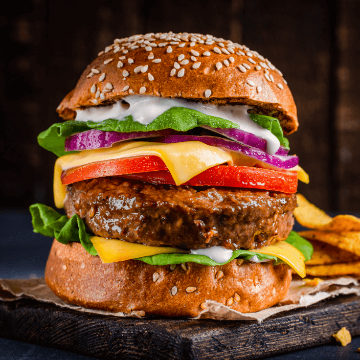 beef burger + steak spices + cheese curds