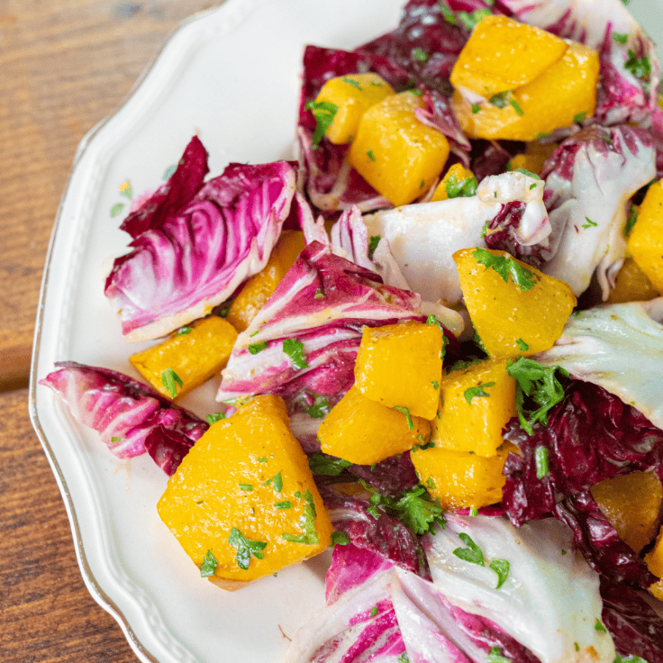 salade d'endives et de citrouille rôtie