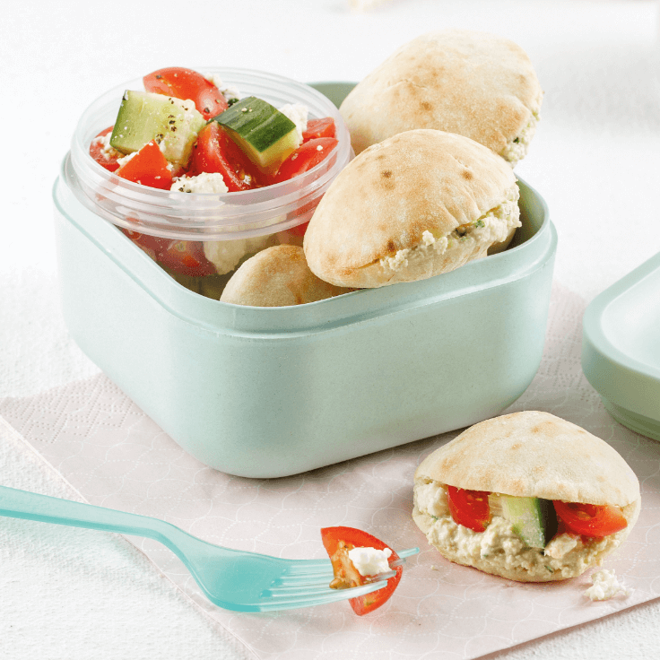 mini-pitas à la tartinade de tofu à la grecque