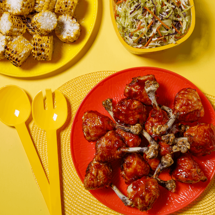 chicken drumsticks lollipops + bbq sauce